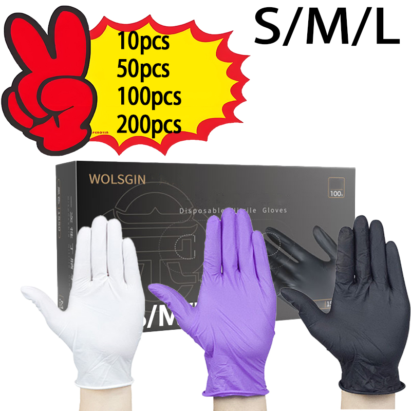 Medical Gloves - 10/50/100/200 adet tek kullanımlık nitril eldivenler,