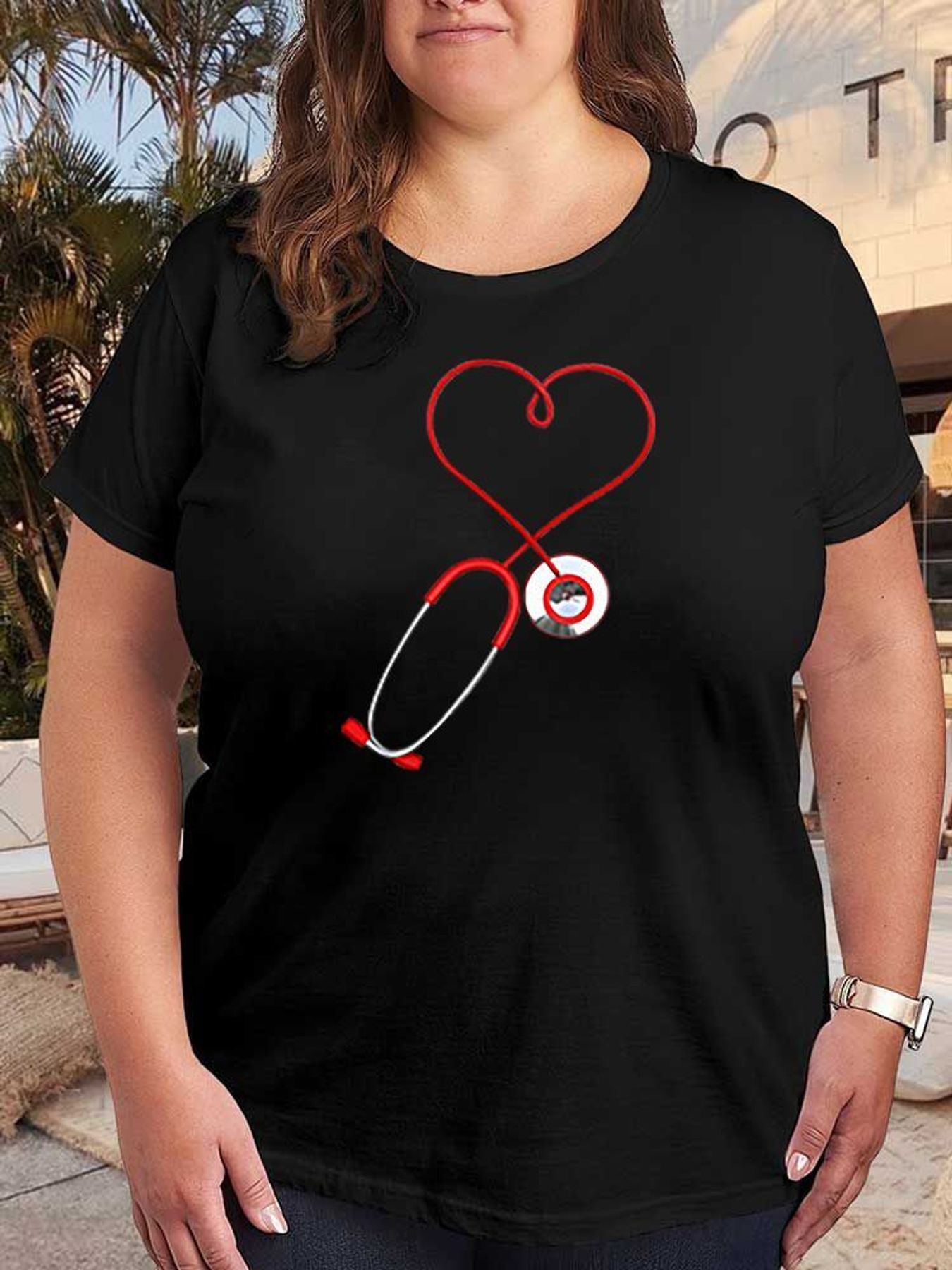 Stethoscope - Kalp Stetoskop Grafik Baskı T Shirt